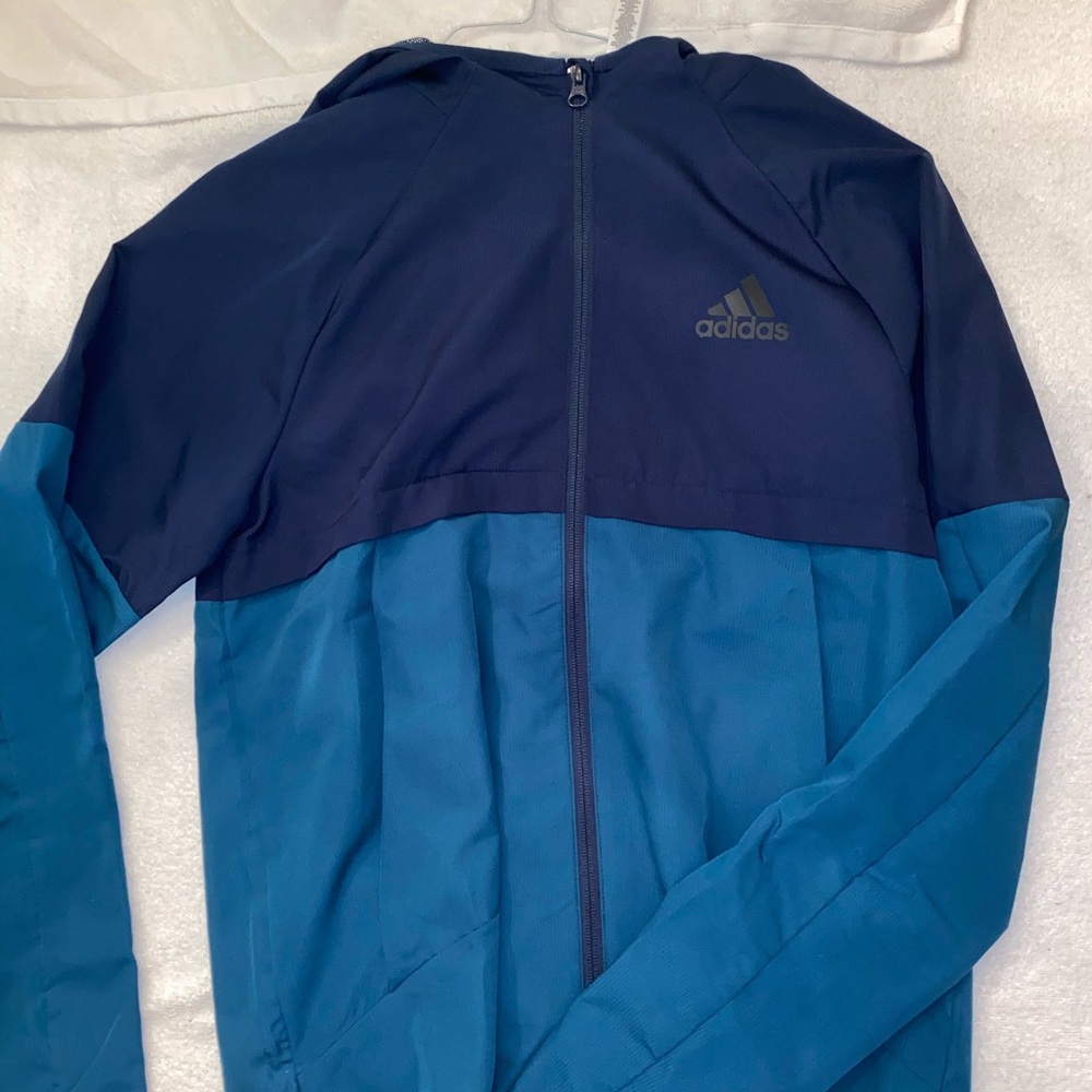 Adidas block blue rain jacket